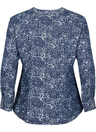 Zizzi Chemise en jean avec motif de roses, Denim Rose AOP, Packshot image number 1