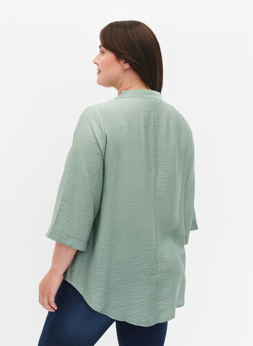 ZizziGekleurde blouse met 3/4 mouwen, Chinois Green, Model image number 1