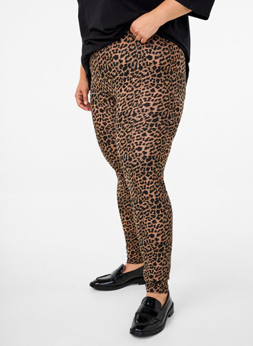 ZizziViscose leggings met luipaardprint, DARK LEO AOP, Model image number 0