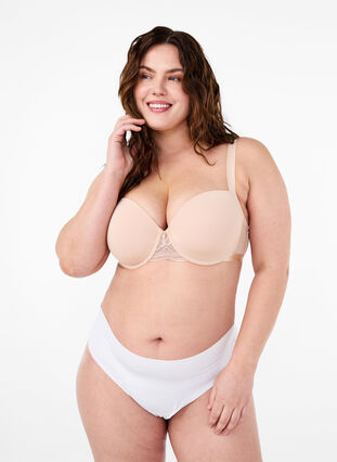 Zizzi Soutien-gorge moulé avec résille, Nude, Model image number 4