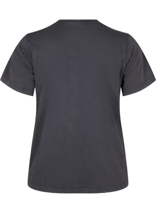 Zizzi Tee-shirt en coton biologique avec imprimé, D.Grey Wash W. Flok, Packshot image number 1