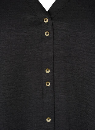 ZizziOverhemd blouse met V-hals en korte mouwen, Black, Packshot image number 2