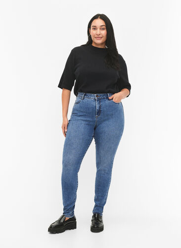 ZizziAmy jeans met een hoge taille en super slanke pasvorm, Blue denim, Model image number 0