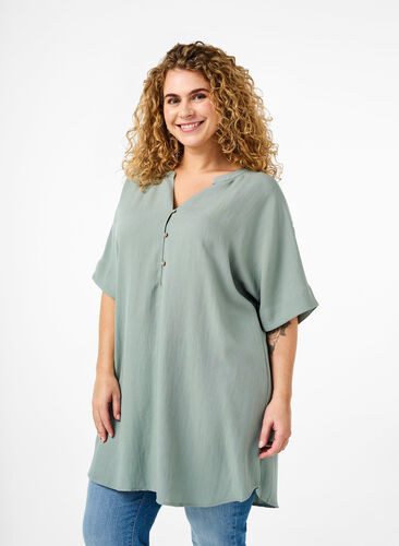 Zizzi Tunique à manches courtes en viscose, Chinois Green, Model image number 0