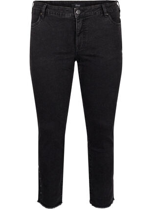 Zizzi  Emily jeans raccourci avec ourlet effiloché, Dark Grey Denim, Packshot image number 0