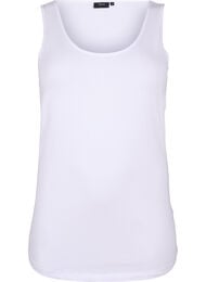 Effen gekleurd basic top in katoen, Bright White, Packshot