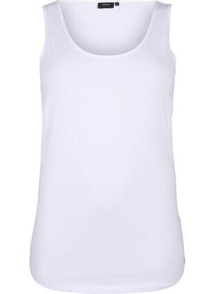 ZizziSolide kleur basis top in katoen, Bright White, Packshot image number 0