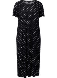 Midi-jurk van viscose met korte mouwen, Black Dot, Packshot