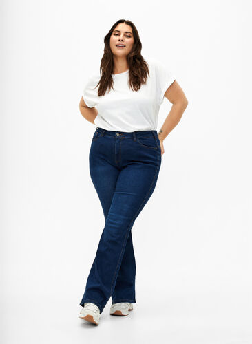 ZizziEllen bootcut jeans met hoge taille, Dark Blue, Model image number 0