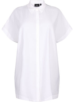 Zizzi Chemise longue en viscose à manches courtes, Bright White, Packshot image number 0