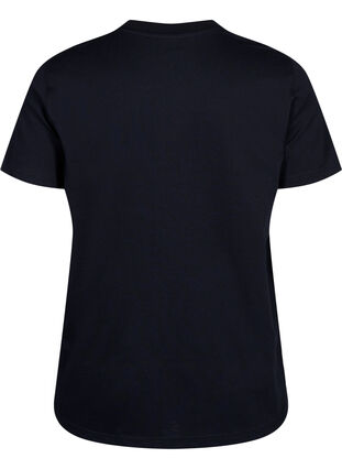 ZizziBasic katoenen T-shirt met ronde hals, Black, Packshot image number 1