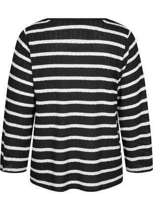 Zizzi Cardigan avec liens, Black White stripe, Packshot image number 1