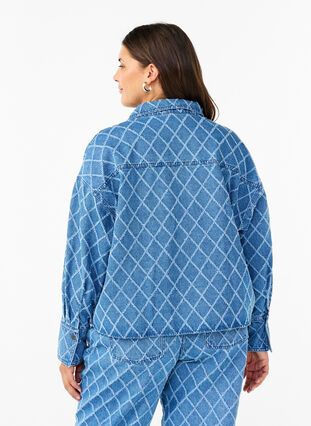 ZizziDenim shirt met vernietigingspatroon, Blue Denim, Model image number 2