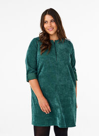 Robe en velours avec détail de fermeture éclair, Posy Green, Model