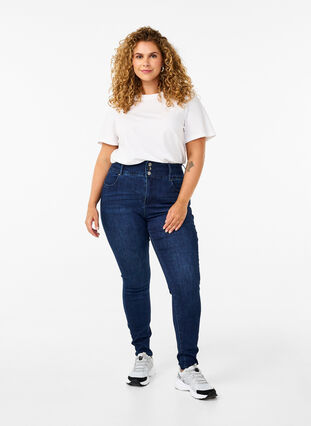 Zizzi Jean Bea super mince avec taille extra haute, Dark Blue, Model image number 0