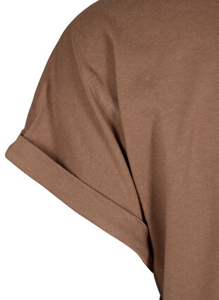 Zizzi T-shirt à manches courtes en mélange de coton, Coca Mocha, Packshot image number 3