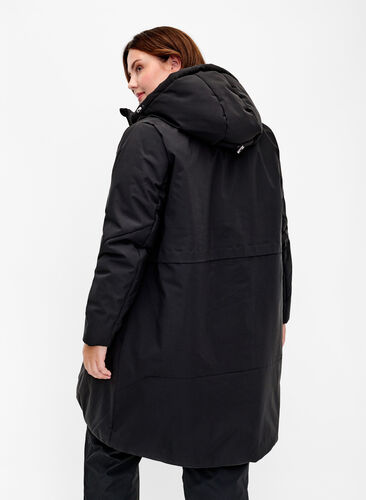 Zizzi Veste d'hiver avec taille ajustable, Black, Model image number 1