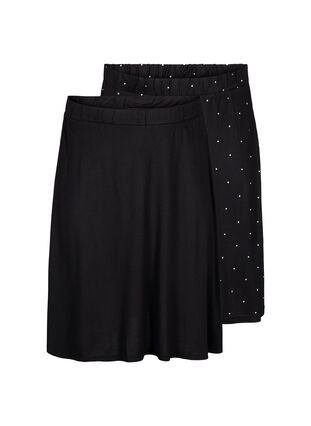 Zizzi Jupe en viscose 2-pack, Black / Black W. dot, Packshot image number 0