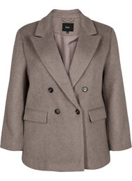 Wollen blazer met geborstelde textuur, Desert Taupe Mel., Packshot