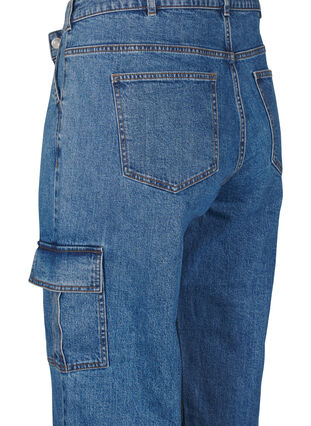 ZizziCargo jeans met hoge taille, Blue Denim, Packshot image number 3