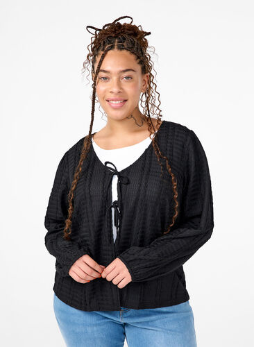 Zizzi Cardigan noué sur le devant, Black, Model image number 0