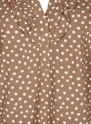 ZizziKatoenen blouse met 3/4 mouwen en print, Coca Mocha Dot , Packshot image number 2