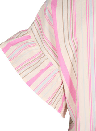 Zizzi Tunique motif floral en coton, Eggnog Multi Stripe, Packshot image number 3