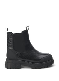 Bottine Chelsea croco en cuir, Black, Packshot