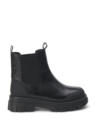 Zizzi Bottine Chelsea croco en cuir, Black, Packshot image number 0