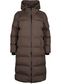 Lange puffer winterjas met capuchon