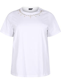 T-shirt met ronde hals en strass-steentjes