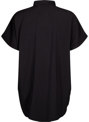 ZizziLang shirt van viscose met korte mouwen, Black, Packshot image number 1