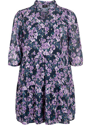 Zizzi Tunique à imprimé floral et lurex, Black Small Fl. AOP, Packshot image number 0