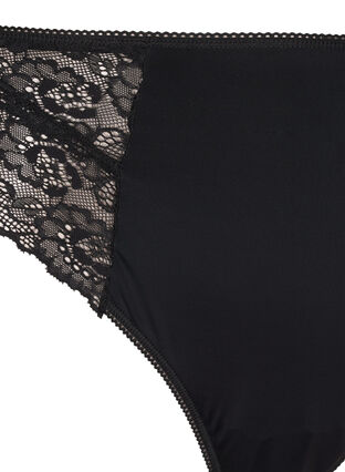 ZizziMicrofibre G-string met kant, Black, Packshot image number 2