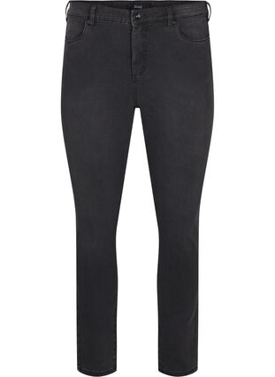 ZizziAmy jeans met een hoge taille en super slanke pasvorm, Dark Grey Denim, Packshot image number 0