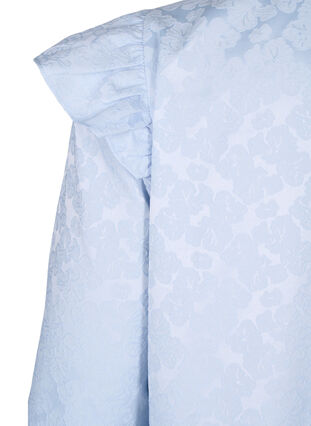 ZizziJacquard jurk met lange mouwen en ruches, Ancient Water, Packshot image number 3