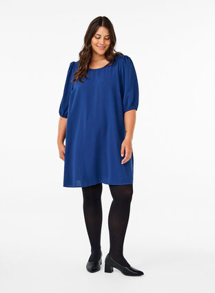 Zizzi Robe courte avec nœud dans le dos, Estate Blue, Model image number 3