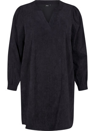 Zizzi Robe courte en velours à manches longues, Black, Packshot image number 0