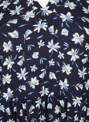 Zizzi Robe courte évasée à imprimé floral, Night Sky AOP, Packshot image number 2