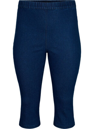 ZizziFLASH - denim capri broek met hoge taille en slanke pasvorm, Blue denim, Packshot image number 0