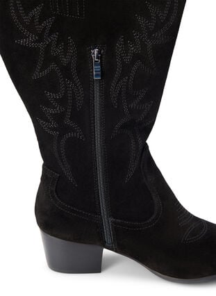 Zizzi Large – Bottes de cowboy en daim, Black, Packshot image number 3