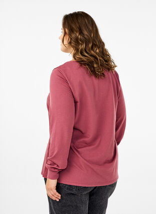 Zizzi Sweatshirt avec ornements en dentelle, Rose Brown, Model image number 1