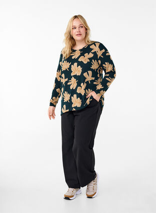 ZizziGebloemde blouse met lange mouwen, Scarab Big FlowerAOP, Model image number 2