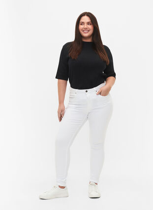 ZizziSuper slim Amy jeans met hoge taille, White, Model image number 0