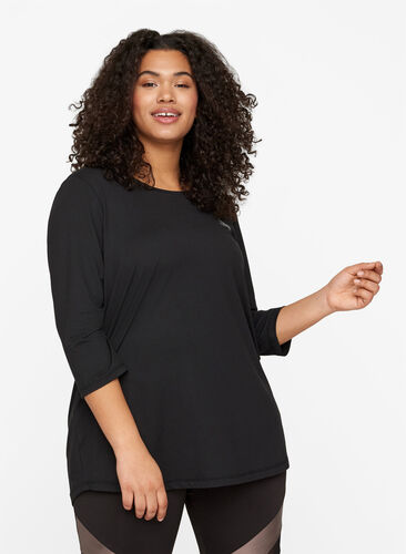 ZizziTraining blouse met 3/4 mouwen, Black, Model image number 0