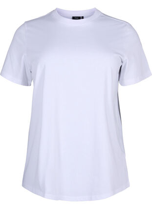 ZizziBasic katoenen T-shirt met ronde hals, Bright White, Packshot image number 0