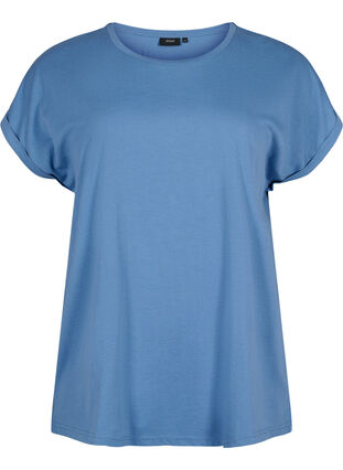 ZizziT-shirt met korte mouwen van katoenmix, Moonlight Blue, Packshot image number 0