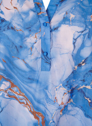 ZizziOverhemdjurk van viscose met marmerprint, Palace Blue AOP, Packshot image number 2