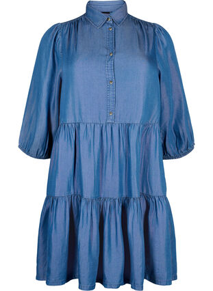 Zizzi Robe en jean en TENCEL™ Lyocell avec manches 3/4, Blue Denim, Packshot image number 0