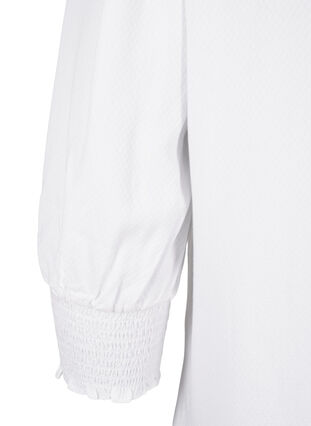 ZizziViscose blouse met smok en ruches, Bright White, Packshot image number 3